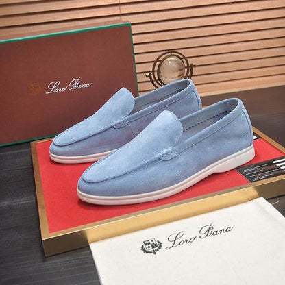 Blue Suede Slip-On Loafers - men's shoes | LUXIUM MARKET