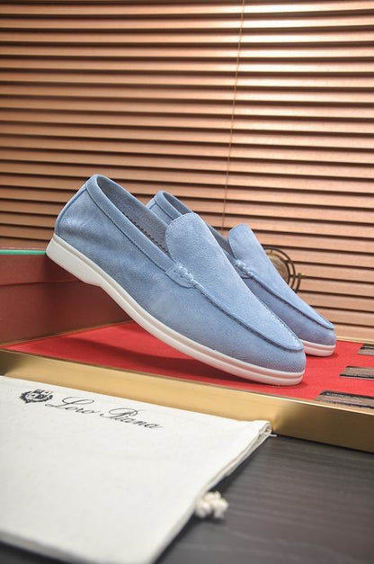 Blue Suede Slip-On Loafers - men's shoes, detail view 7 | LUXIUM MARKET