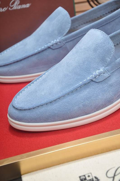 Blue Suede Slip-On Loafers - men's shoes, detail view 4 | LUXIUM MARKET