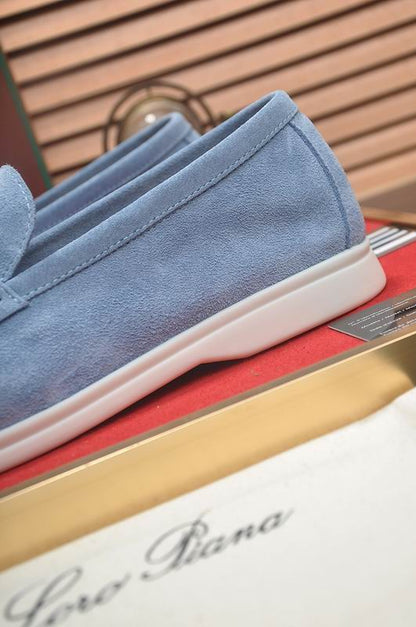 Blue Suede Slip-On Loafers - men's shoes, detail view 5 | LUXIUM MARKET