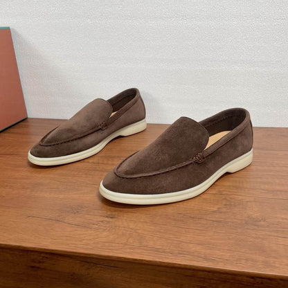 Brown Suede Slip-On Loafers - men's shoes | LUXIUM MARKET
