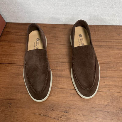 Brown Suede Slip-On Loafers - men's shoes, detail view 2 | LUXIUM MARKET