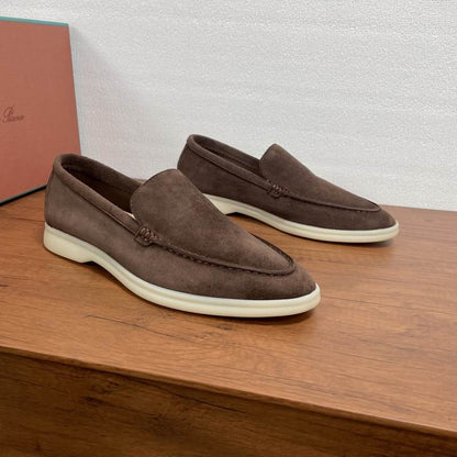 Brown Suede Slip-On Loafers - men's shoes, detail view 3 | LUXIUM MARKET