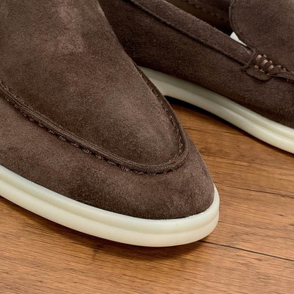 Brown Suede Slip-On Loafers - men's shoes, detail view 4 | LUXIUM MARKET