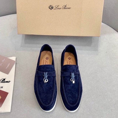 Dark Blue Suede Penny Loafers - men's shoes | LUXIUM MARKET