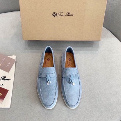 Light Blue Suede Penny Loafers - men's shoes | LUXIUM MARKET