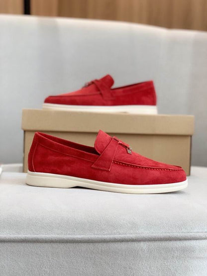 Coral Suede Penny Loafers - men's shoes, detail view 2 | LUXIUM MARKET
