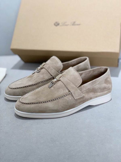 Beige Suede Penny Loafers - men's shoes, detail view 3 | LUXIUM MARKET