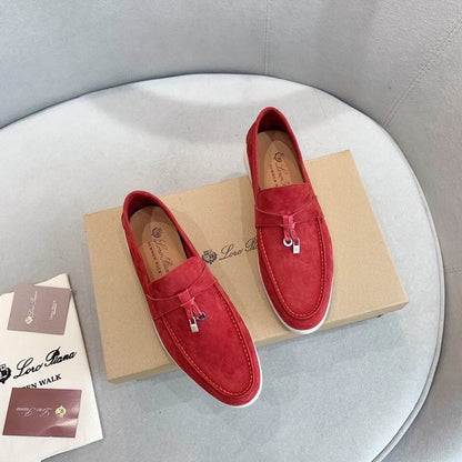 Coral Suede Penny Loafers - men's shoes, detail view 3 | LUXIUM MARKET