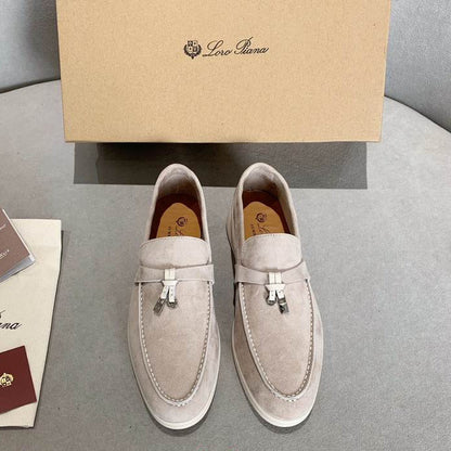 Light Beige Suede Penny Loafers - men's shoes | LUXIUM MARKET