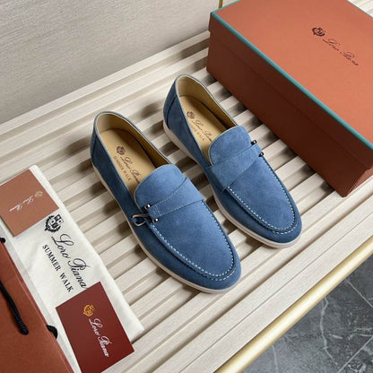 Classic Blue Suede Loafers - men's shoes, detail view 2 | LUXIUM MARKET