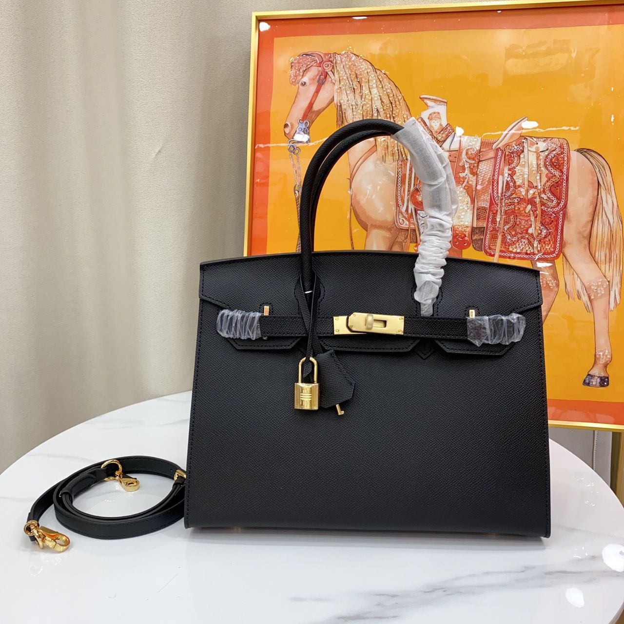 Classic Black Lock Handbag