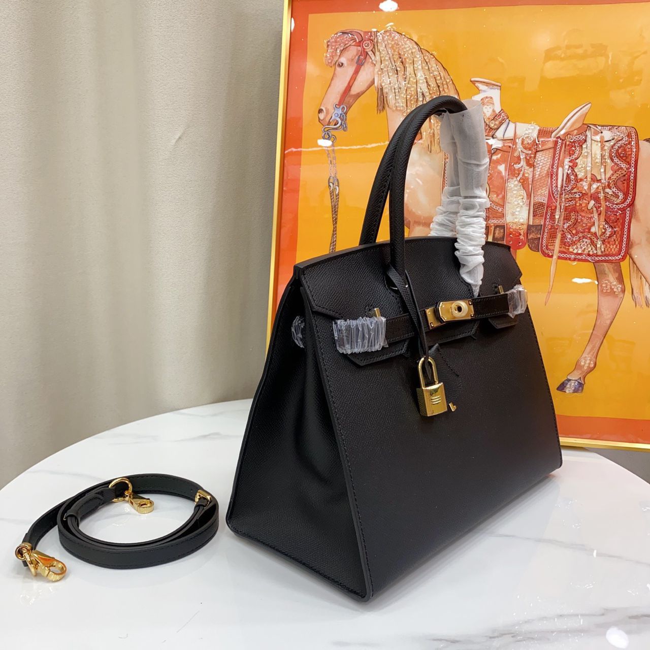 Classic Black Lock Handbag