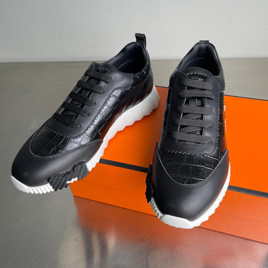 H Striped Leather Sneakers