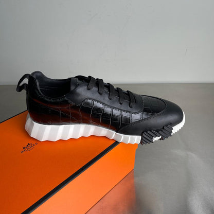 H Striped Leather Sneakers - men's shoes, detail view 2 | LUXIUM MARKET