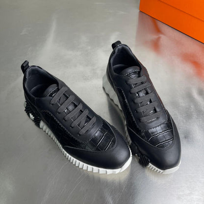 H Striped Leather Sneakers - men's shoes, detail view 4 | LUXIUM MARKET