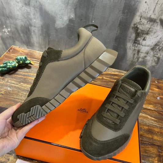 H Striped Leather Sneakers