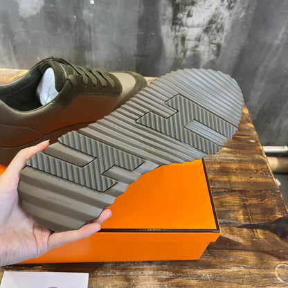H Striped Leather Sneakers - men's shoes, detail view 8 | LUXIUM MARKET