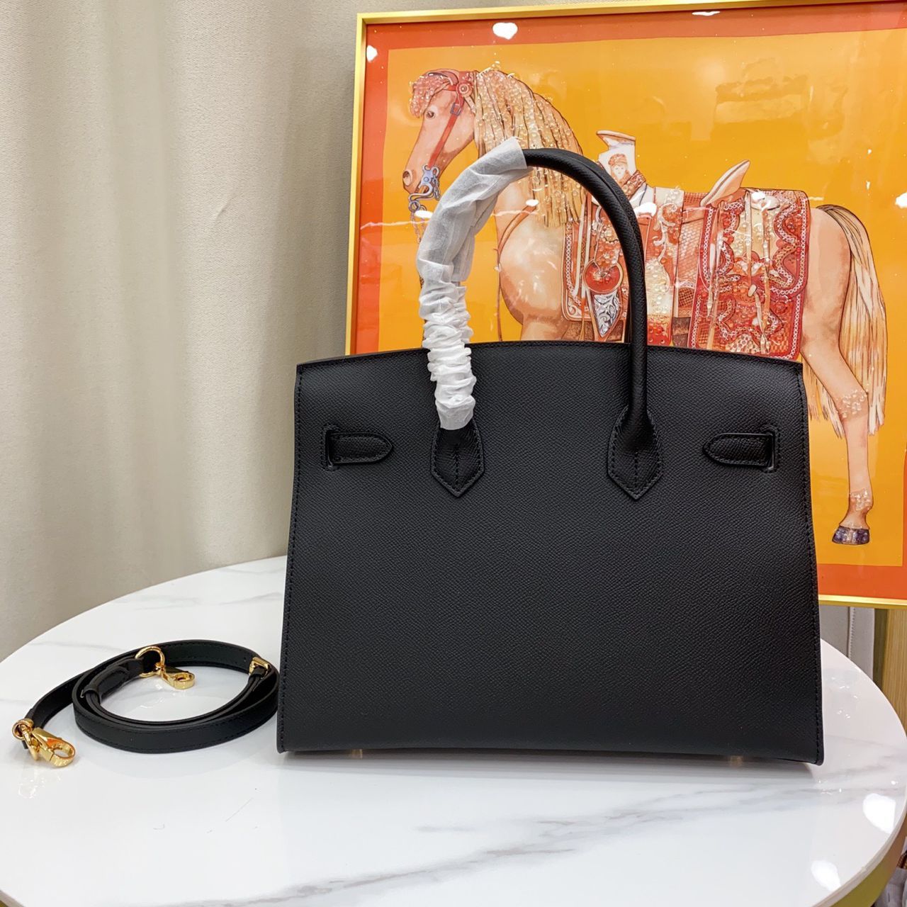 Classic Black Lock Handbag