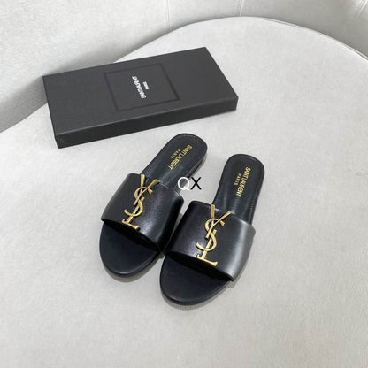 Signature Gold Accent Comfort Slides - women's shoes | LUXIUM MARKET