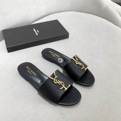 Signature Gold Accent Comfort Slides - women's shoes, detail view 4 | LUXIUM MARKET
