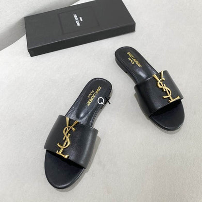 Signature Gold Accent Comfort Slides - women's shoes, detail view 3 | LUXIUM MARKET