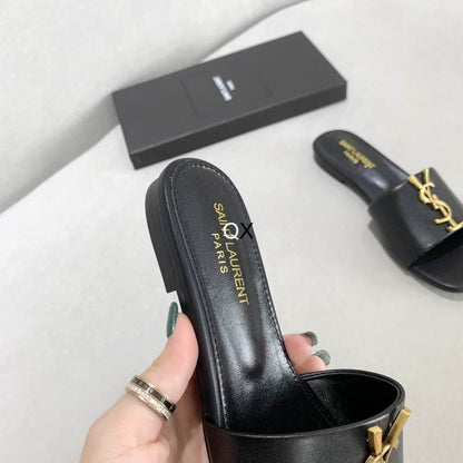 Signature Gold Accent Comfort Slides - women's shoes, detail view 5 | LUXIUM MARKET