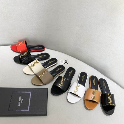 Signature Gold Accent Comfort Slides - women's shoes, detail view 7 | LUXIUM MARKET