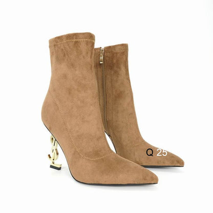 Pointed-Toe Ankle Boots with Sculpted Heel - women's shoes, detail view 5 | LUXIUM MARKET