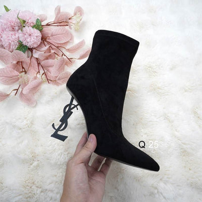 Pointed-Toe Ankle Boots with Sculpted Heel - women's shoes | LUXIUM MARKET