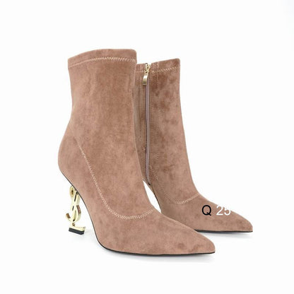 Pointed-Toe Ankle Boots with Sculpted Heel - women's shoes, detail view 6 | LUXIUM MARKET