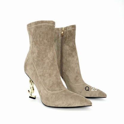 Pointed-Toe Ankle Boots with Sculpted Heel - women's shoes, detail view 7 | LUXIUM MARKET