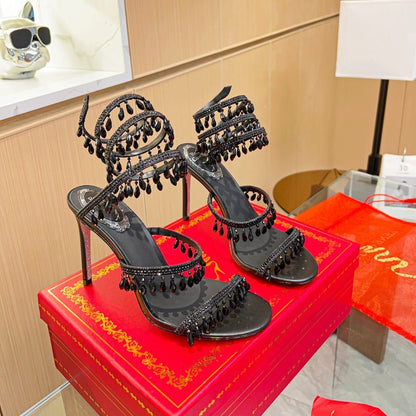 Cleo Crystal Strap Sandals - shoes | LUXIUM MARKET