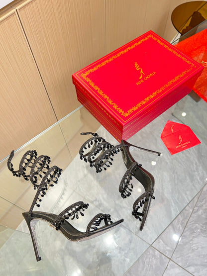 Cleo Crystal Strap Sandals - shoes, detail view 4 | LUXIUM MARKET