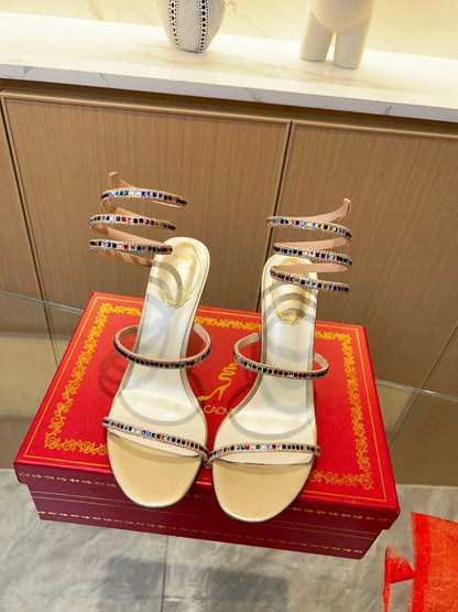Cleo Color Crystal Sandals - women's shoes, detail view 6 | LUXIUM MARKET