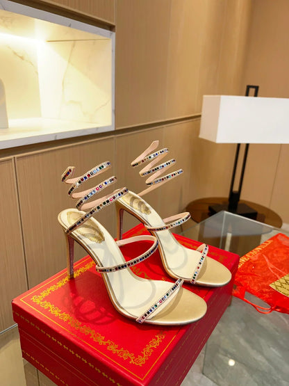 Cleo Color Crystal Sandals - women's shoes, detail view 4 | LUXIUM MARKET