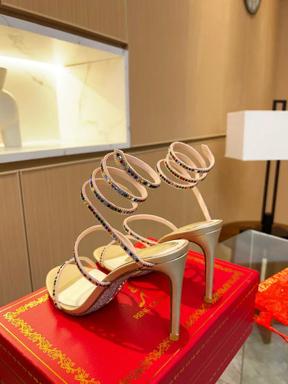 Cleo Color Crystal Sandals - women's shoes, detail view 2 | LUXIUM MARKET