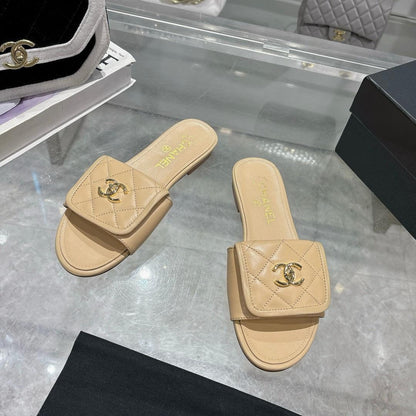 Quilted Slip-On Flat Sandals - women's shoes, detail view 5 | LUXIUM MARKET