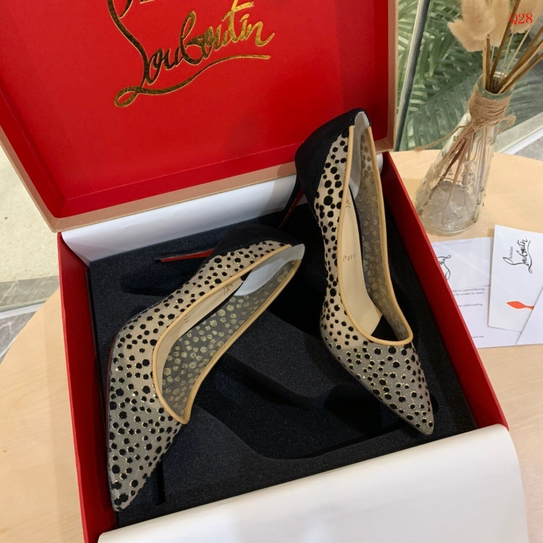 Beige Polka Dot Heels