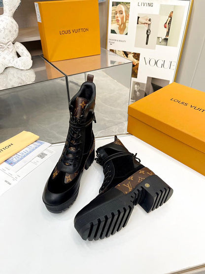 Premium Lace-Up Platform Combat Boots - women's shoes, detail view 6 | LUXIUM MARKET