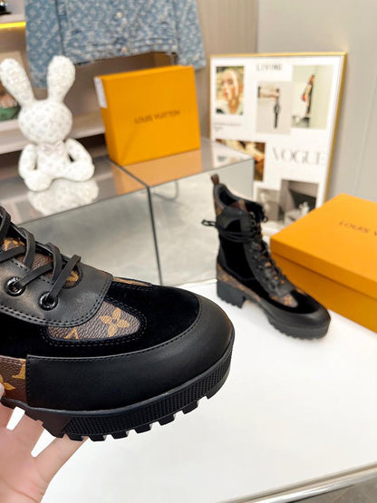 Premium Lace-Up Platform Combat Boots - women's shoes, detail view 8 | LUXIUM MARKET