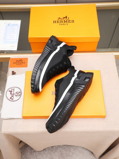 H Striped Leather Sneakers - men's shoes, detail view 6 | LUXIUM MARKET