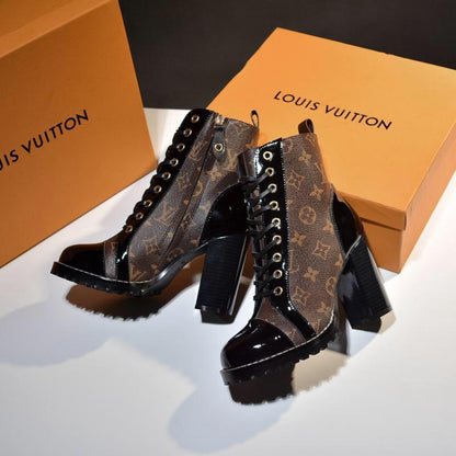 Monogram Luxe Lace-Up Ankle Boots - women's shoes, detail view 9 | LUXIUM MARKET