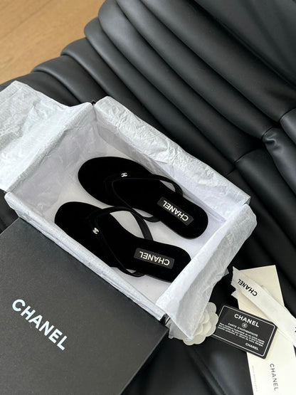 Velvet Minimal Thong Slides - women's shoes, detail view 7 | LUXIUM MARKET