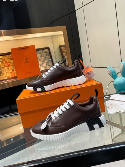 H Striped Leather Sneakers - men's shoes, detail view 5 | LUXIUM MARKET