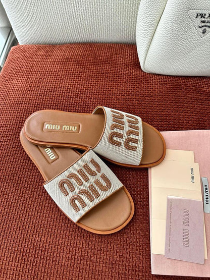Canvas Logo Comfort Slides - women's shoes, detail view 7 | LUXIUM MARKET