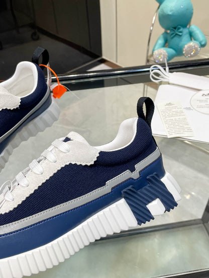 H Striped Leather Sneakers - men's shoes, detail view 7 | LUXIUM MARKET