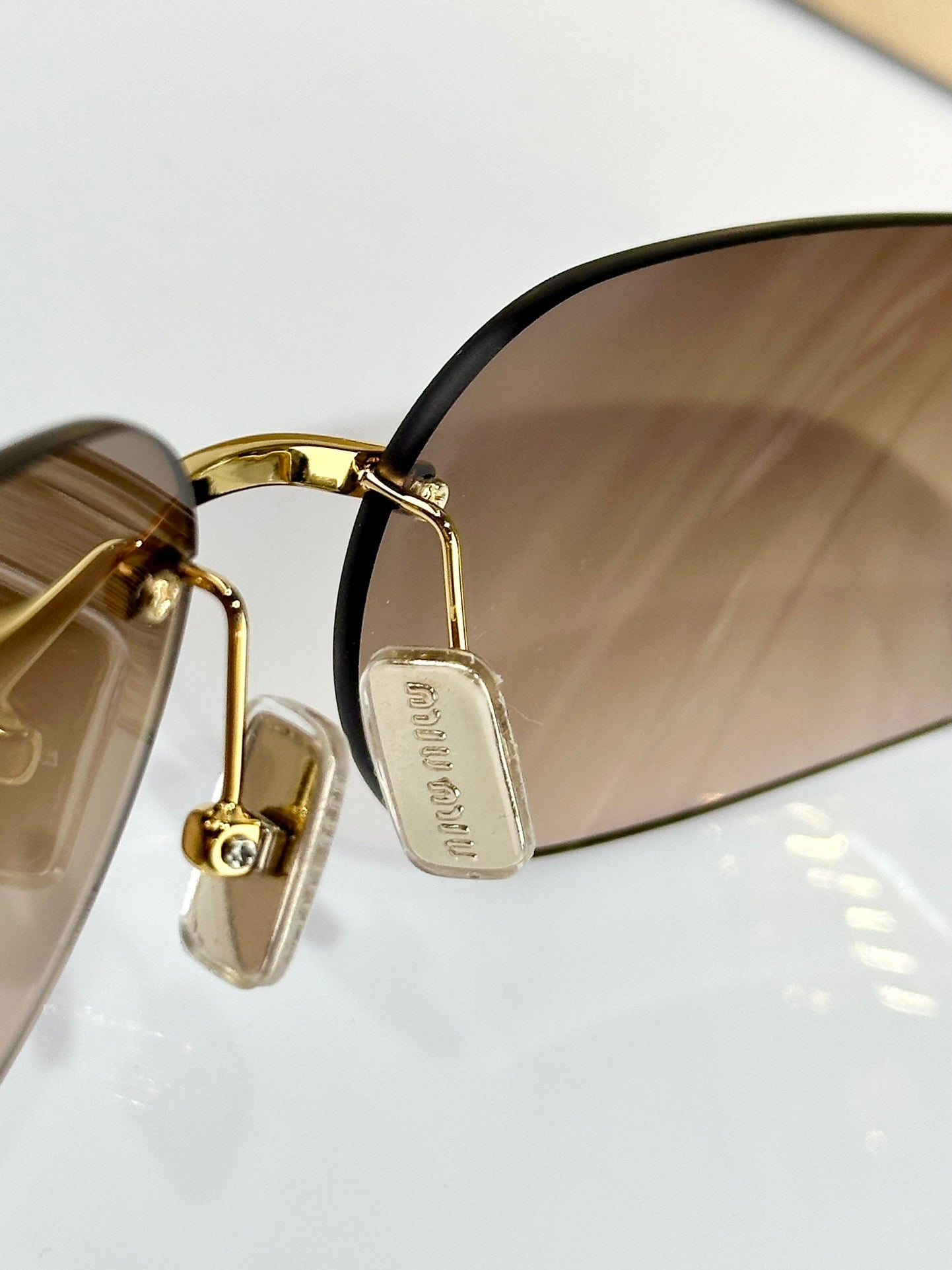 Gold Rimless Shield Sunglasses