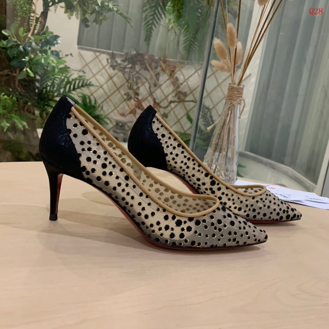 Beige Polka Dot Heels