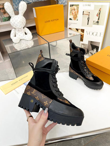 Premium Lace-Up Platform Combat Boots - women's shoes, detail view 5 | LUXIUM MARKET